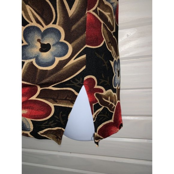 VTG Janana’s Sz ?? (See Meas) Red Khaki Floral Slinky Pullover Tunic Stretch EUC - Picture 8 of 8